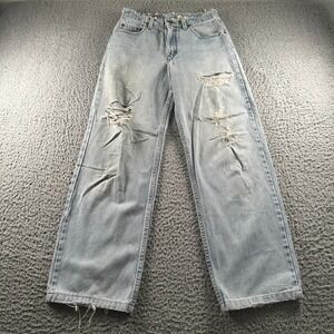 Vtg Levis Jeans Womens 5 M 565 Wide Leg High Rise Light Wash Distressed USA